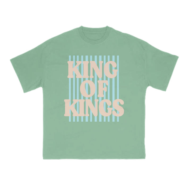 Unisex 100% Cotton King Of Kings Stripes Print T-shirt - Green - US16-18(2XL) - image 6