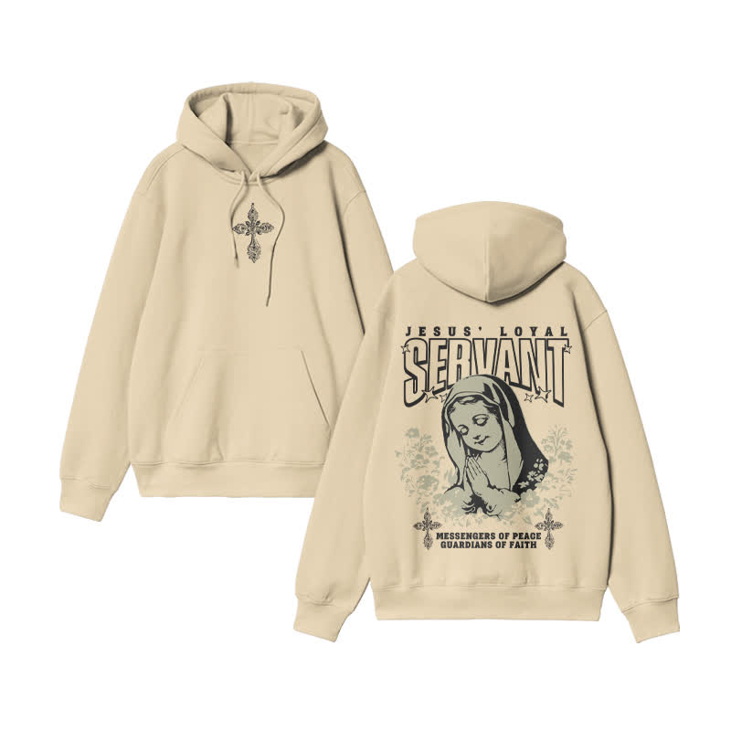 Unisex 100% Cotton Jesus Loyal Design Print Hoodie - Apricot - US16-18(2XL) - image 5