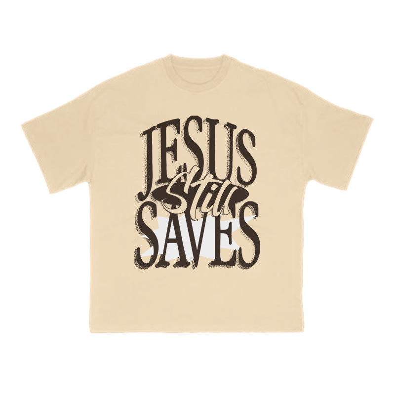 Unisex 100% Cotton Jesus Still Saves Print T-shirt - Apricot - US16-18(2XL) - image 5