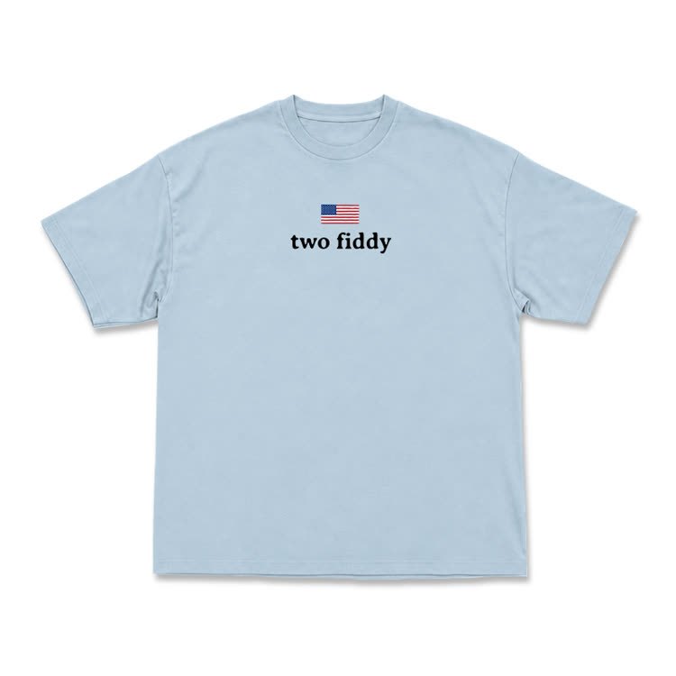 Two Fiddy American Flag Graphic T-Shirt - Light Blue - US16-18(2XL) - image 8