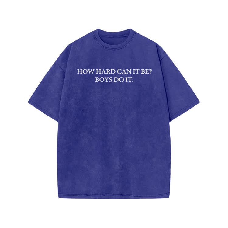 HOW HARD CANIT BE? BOYSDOIT Print Acid Washed T-Shirt - Blue - US20-22(3XL) - image 4