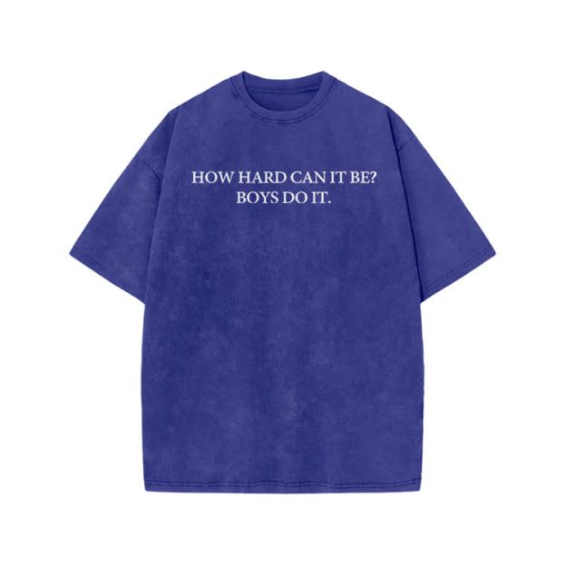 HOW HARD CANIT BE? BOYSDOIT Print Acid Washed T-Shirt - Blue - US20-22(3XL) - image 4