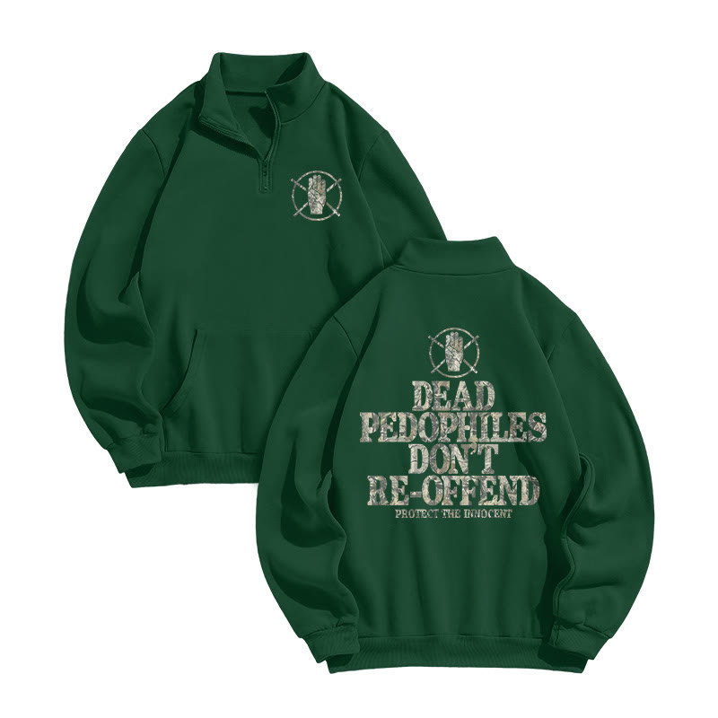 Dead Pedophiles Don't Re-offend Protect The Innocent Dead Leaves Camouflage Print Zip Sweatshirt - Green - US16-18(2XL) - image 4
