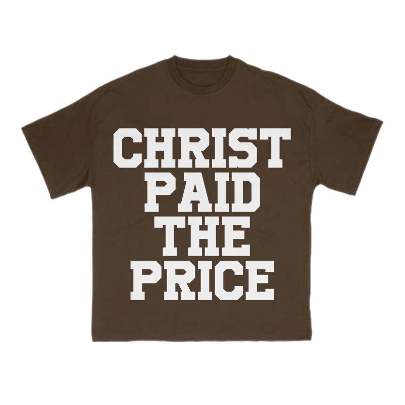 Christ Paid The Price Print T-shirt - Coffee - US16-18(2XL) - image 7