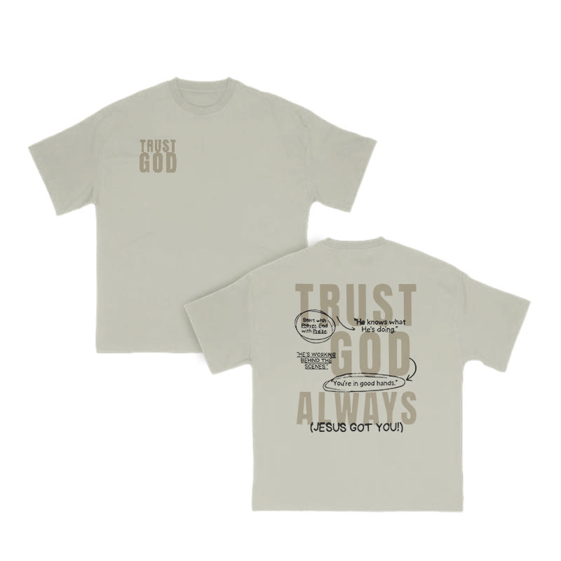 Trust God Always Print T-shirt - Warm Grey - US16-18(2XL) - image 5