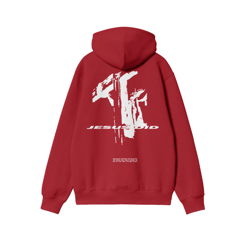 Jesus Did Print Hoodie - Red - US16-18(2XL) - image 7