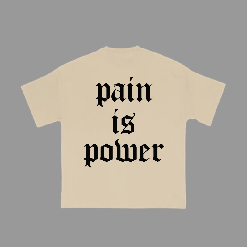 Unisex 100% Cotton Pain Is Power Print T-shirt - Apricot - 2XL - image 4