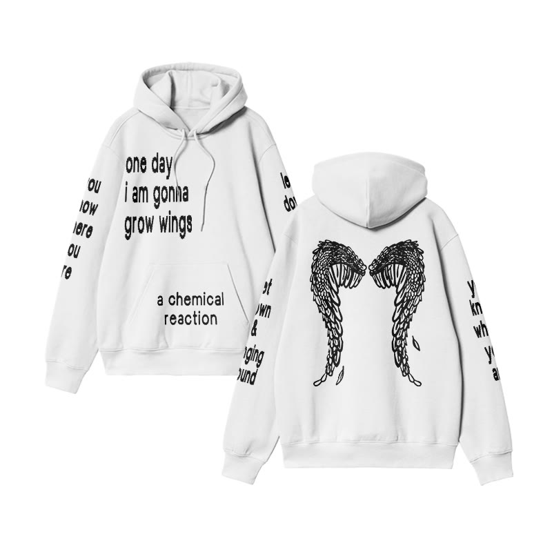 Unisex One Day I Am Gonna Grow Wings Print Hoodie - White - US16-18(2XL) - image 9