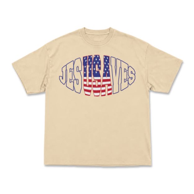 Patriotic Star Stripe Print T-Shirt - Apricot - US16-18(2XL) - image 4