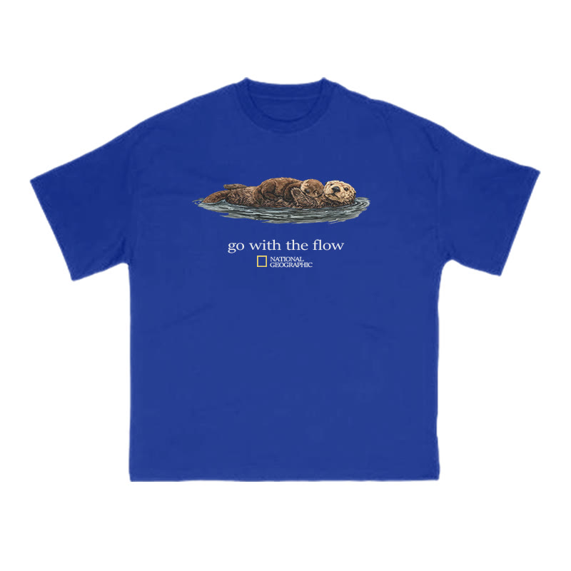Go With The Flow Like A Sea Otter Print T-shirt - Blue - US16-18(2XL) - image 9