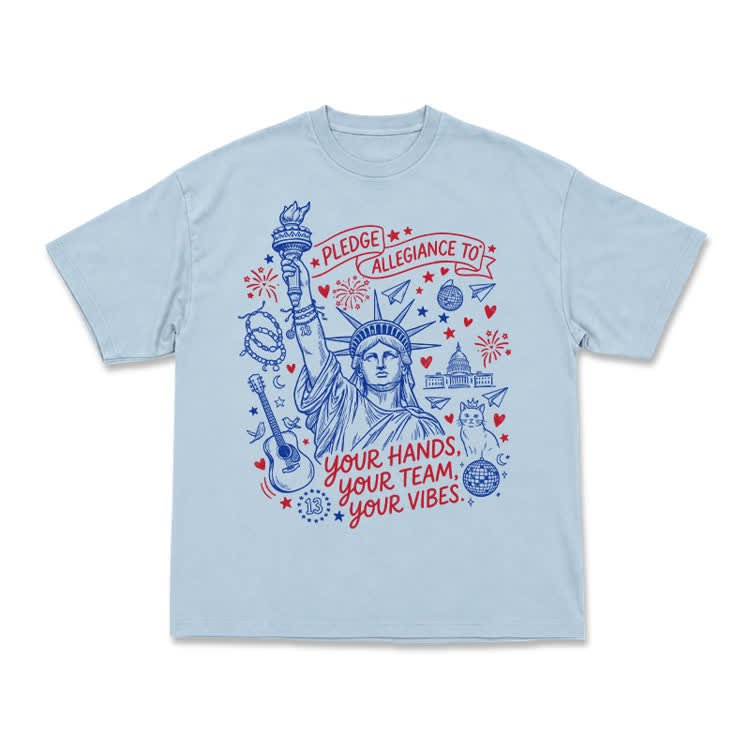 Retro Americana Statue Of Liberty T-shirt - Light Blue - US16-18(2XL) - image 4