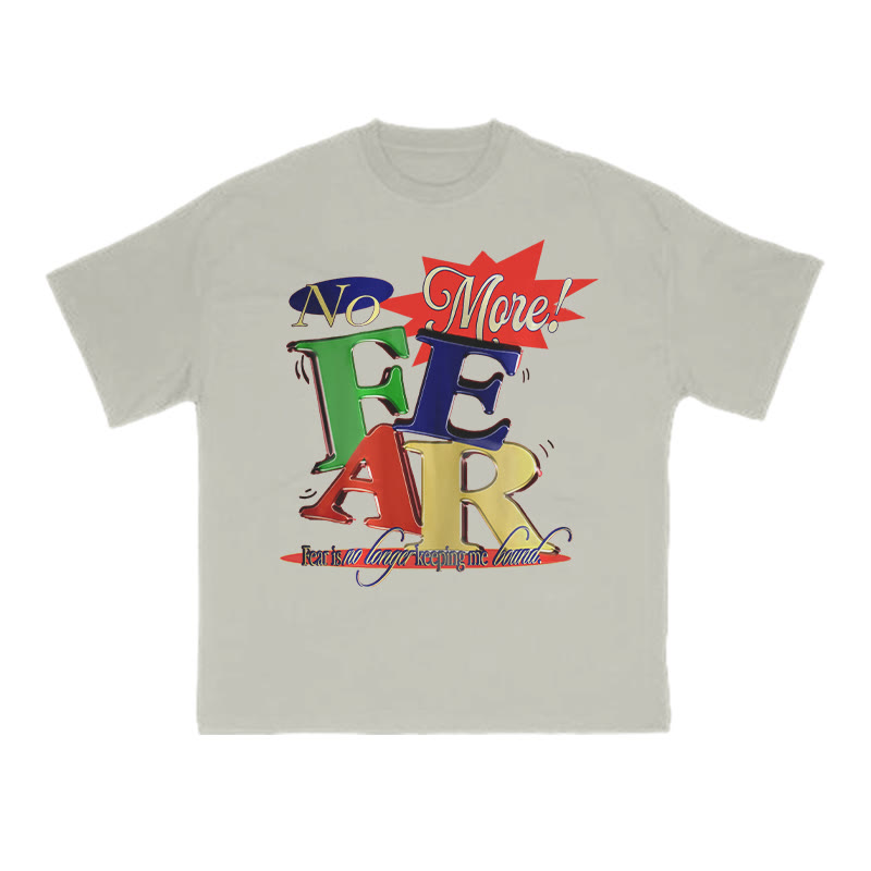 Unisex 100% Cotton No More Fear Print T-shirt - Warm Grey - US16-18(2XL) - image 4