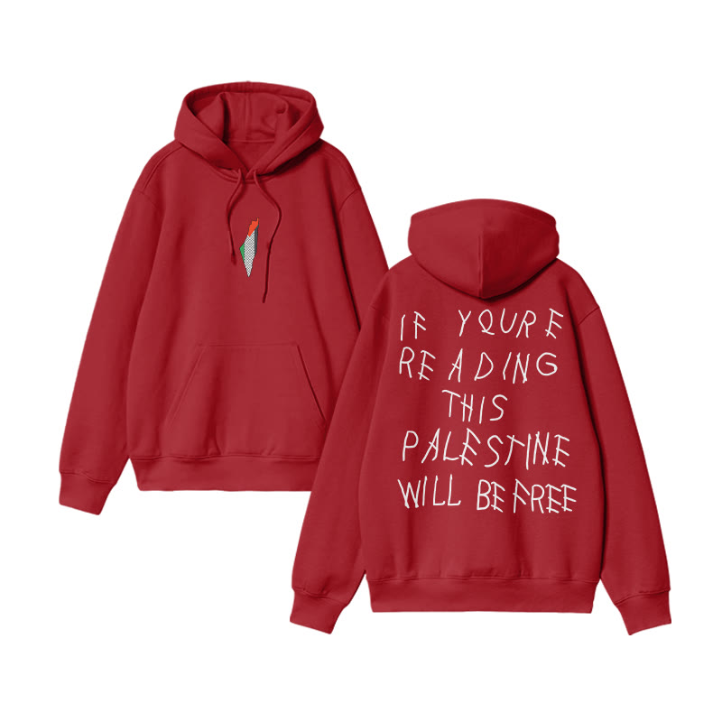 Unisex If You're Reading Will Be Free Print Hoodie - Red - US16-18(2XL) - image 8