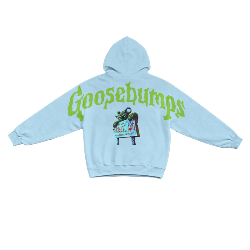 Retro Goosebumps Horrorland Back Print Long Sleeve Hoodie - Blue - US16-18(2XL) - image 4