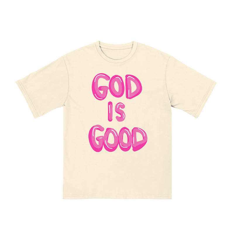 Unisex 100% Cotton God Is Good Print T-shirt - Apricot - US16-18(2XL) - image 3