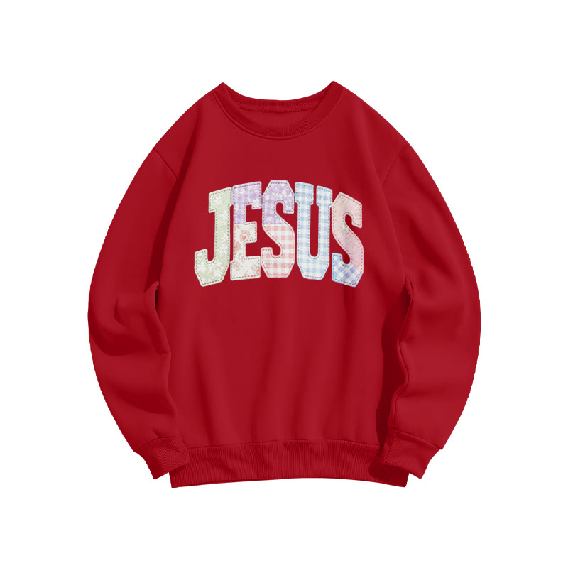 Floral Jesus Print Sweatshirt - Red - US16-18(2XL) - image 8
