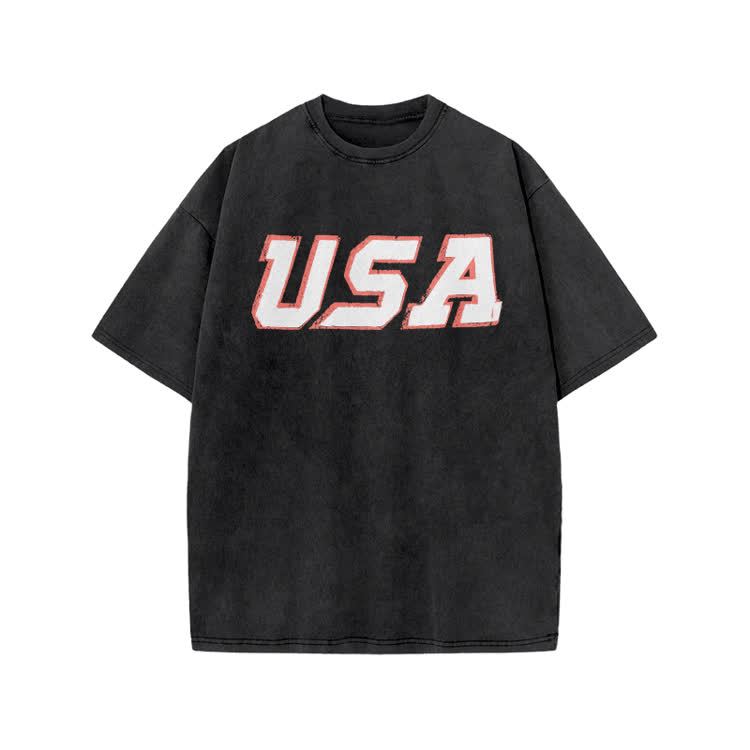 Vintage USA Graphic Print Acid Washed T-shirt - Black - US20-22(3XL) - image 3