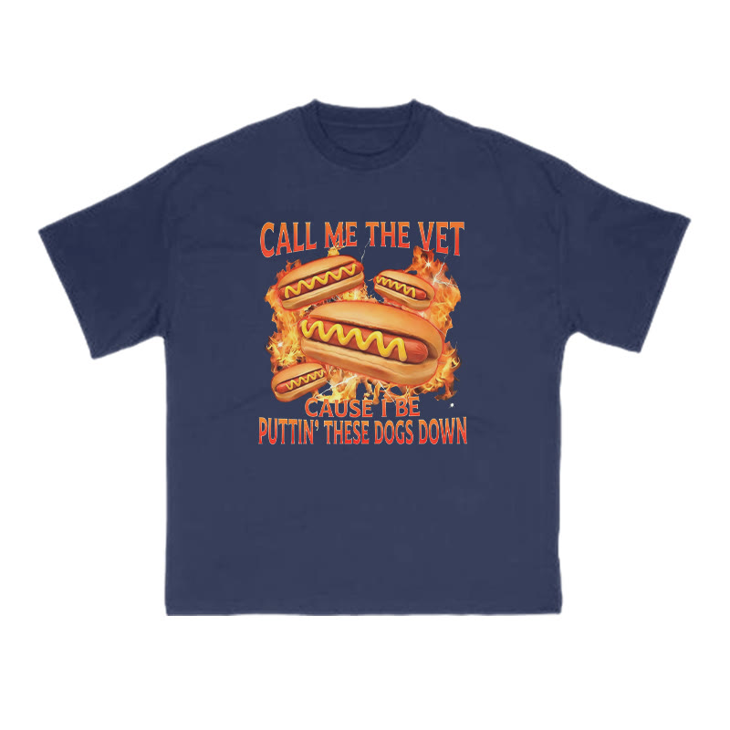 Call Me The Vet Cause I Be Puttin' These Dogs Down Print T-shirt - Navy Blue - US16-18(2XL) - image 12