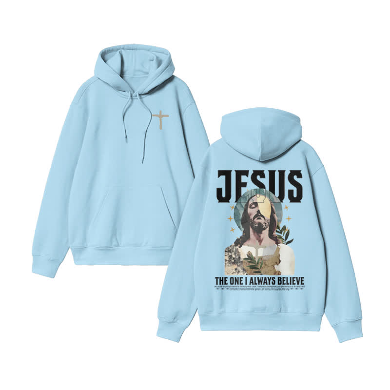 Unisex 100% Cotton Always Believe Jesus Design Print Hoodie - Blue - US16-18(2XL) - image 7