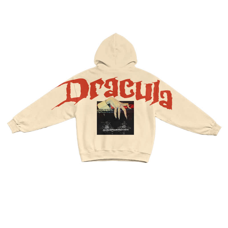 Grunge Dracula Hand Illustration Pullover Hoodie - Apricot - US16-18(2XL) - image 5