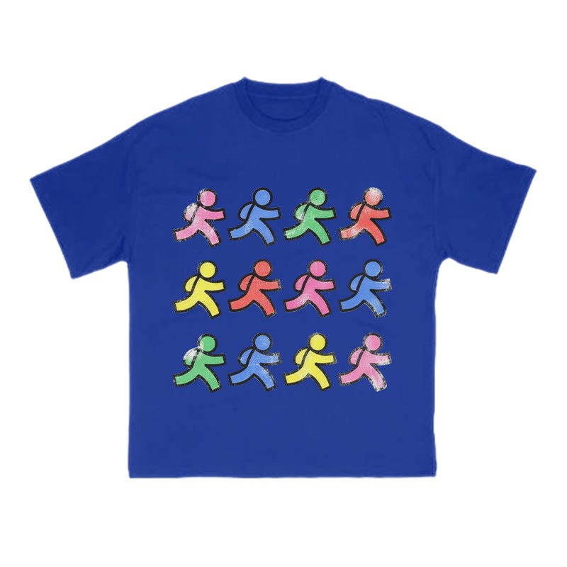 Fun Colorful Paper People Print T-shirt - Blue - US16-18(2XL) - image 9