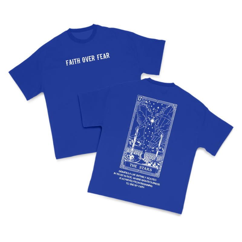 Faith Over Fear Tarot 17 The Star Print T-shirt - Blue - US16-18(2XL) - image 12