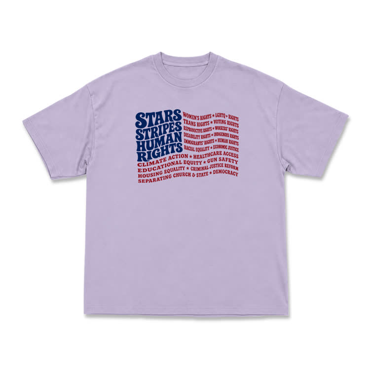 Statement Stars Stripes Human Rights Graphic T-Shirt - Purple - US16-18(2XL) - image 6