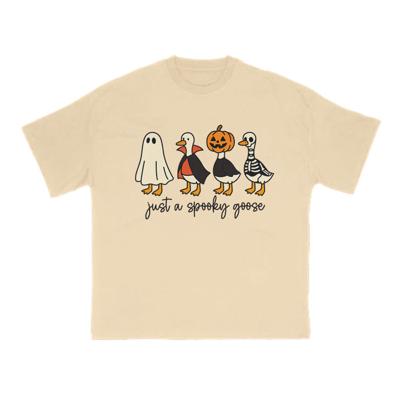 Unisex 100% Cotton Just A Spooky Goose Print T-shirt - Apricot - US16-18(2XL) - image 3