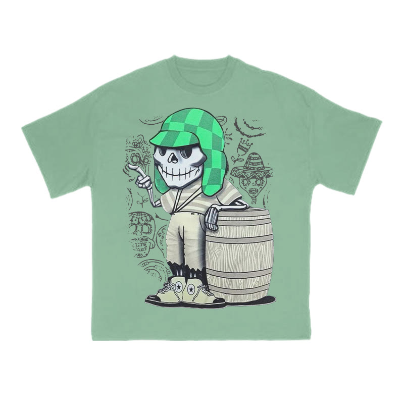 Unisex Funny Skeleton Halloween Print T-shirt - Green - US16-18(2XL) - image 8
