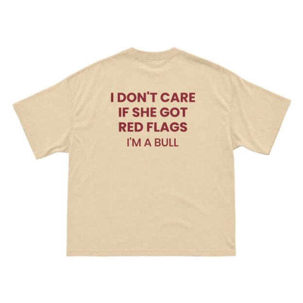I Don't Careif She Gotred Flags'm Abull Graphic Print T-Shirt - Apricot - US16-18(2XL) - image 12