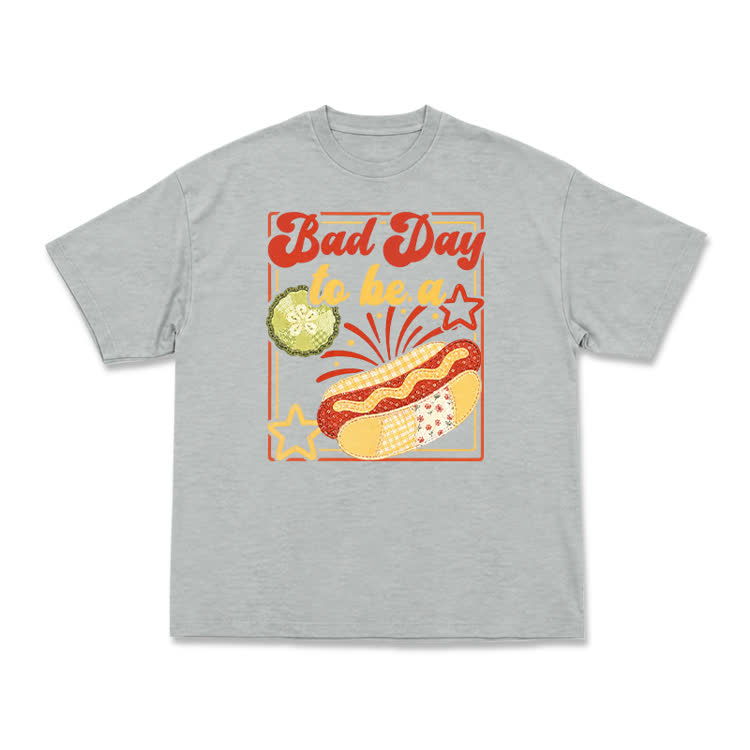 Bad Day to Be a Hot Dog Graphic Casual T-Shirt - Grey - US16-18(2XL) - image 6
