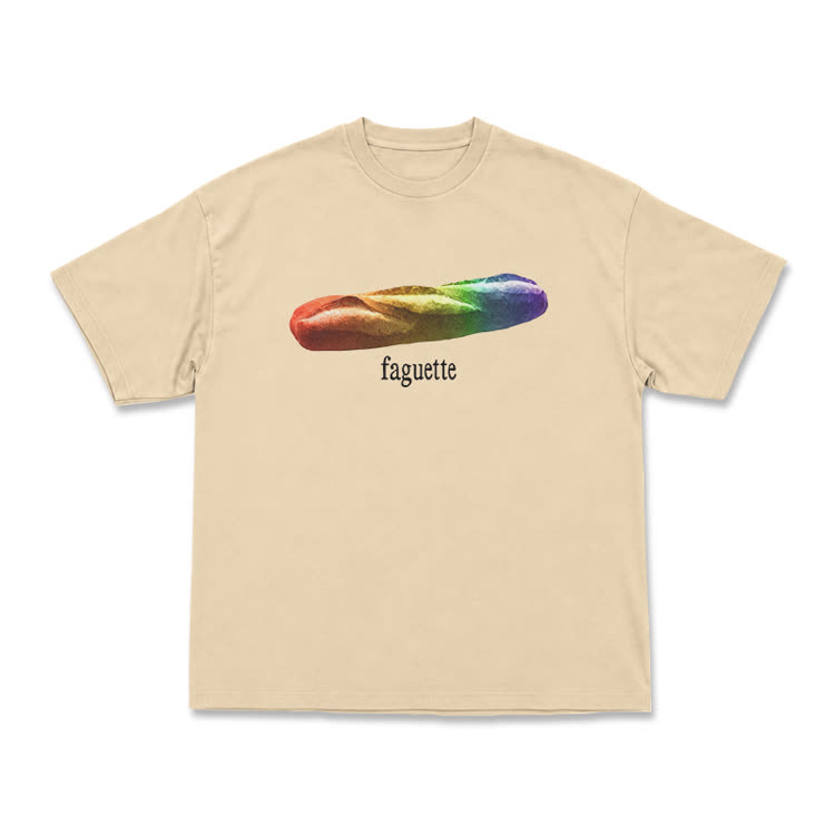 Playful Rainbow Baguette Graphic T-Shirt - Apricot - US16-18(2XL) - image 5
