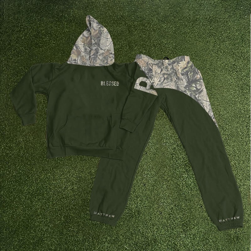 Blessed Dead Leaves Camouflage Print Hoodie Set - image 10