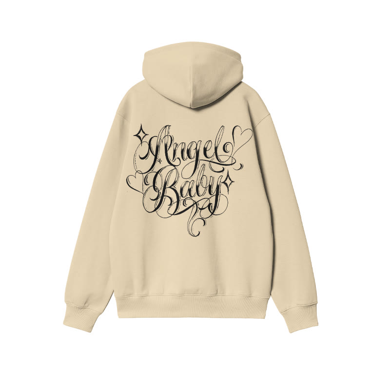 Unisex Angel Baby Print Hoodie - Apricot - US16-18(2XL) - image 4