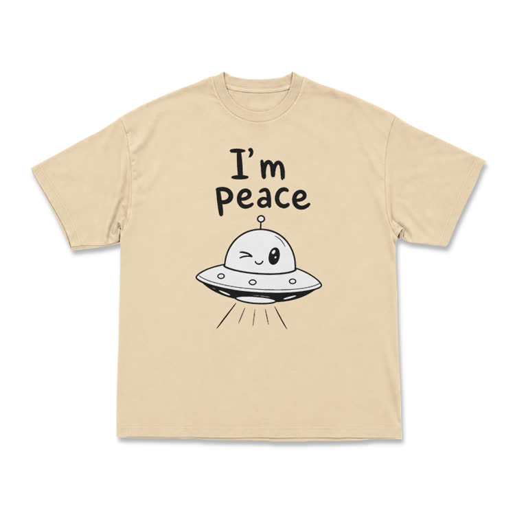 I'm Peace UFO Graphic T-Shirt - Apricot - US16-18(2XL) - image 4