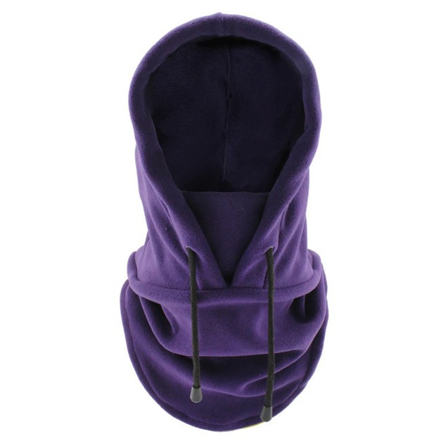 Derong Thermal Drawstring Windproof Balaclava Hood - Purple - one size - image 12