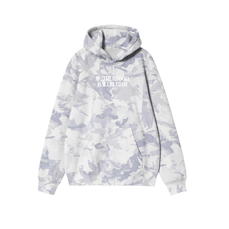 Vintage Camo MOTHERHOOD HALLELUJAH Graphic Print Causal Hoodie - Light Blue Camo - US32-34(5XL) - image 6