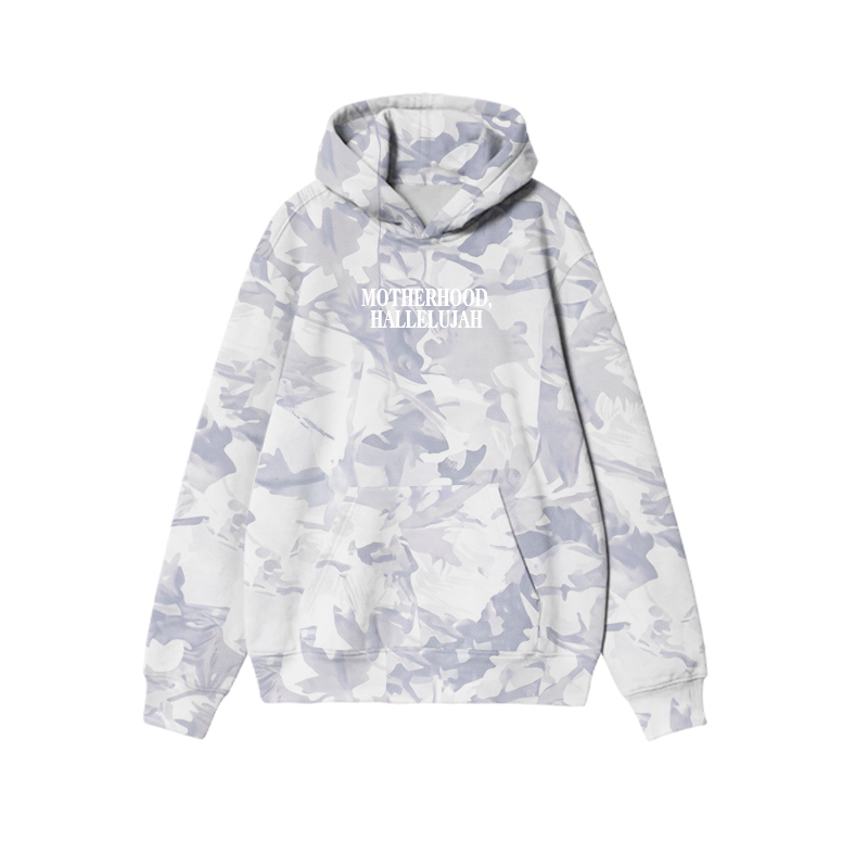 Vintage Camo MOTHERHOOD HALLELUJAH Graphic Print Causal Hoodie - Light Blue Camo - US32-34(5XL) - image 6