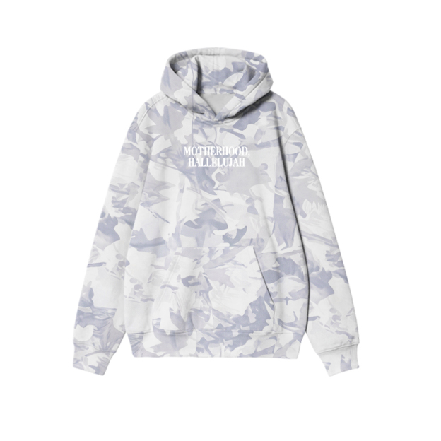 Vintage Camo MOTHERHOOD HALLELUJAH Graphic Print Causal Hoodie - Light Blue Camo - US32-34(5XL) - image 6