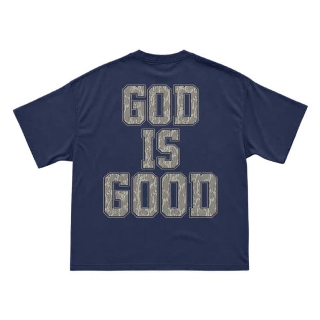 Classic God Is Good Back Graphic T-Shirt - Navy Blue - US16-18(2XL) - image 9