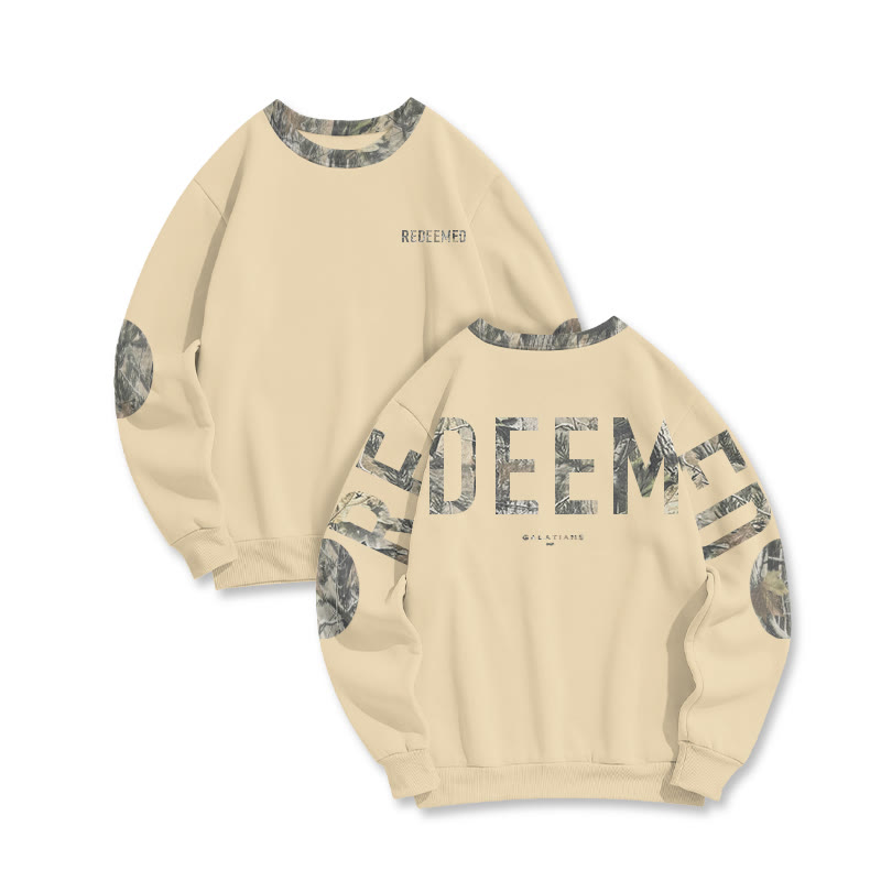 Redeemed Galatians 2:20 Dead Leaves Camouflage Print Sweatshirt - Apricot - 6XL - image 5