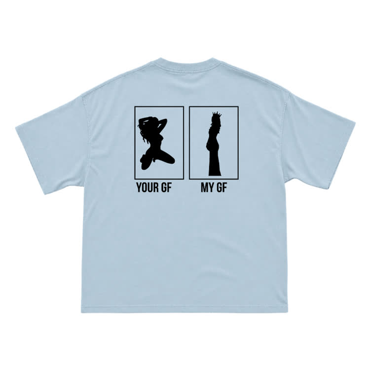 Your GF My GF Statement Short Sleeve T-Shirt - Light Blue - US16-18(2XL) - image 9