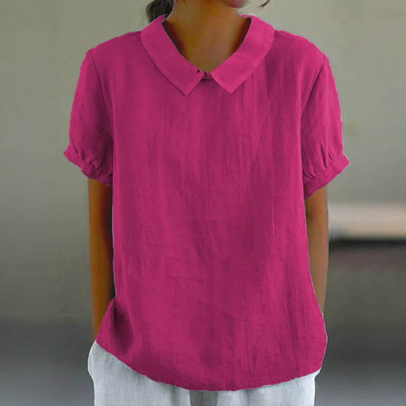 Women's Solid Color Lapel Loose Blouse - Rose - 6XL - image 3