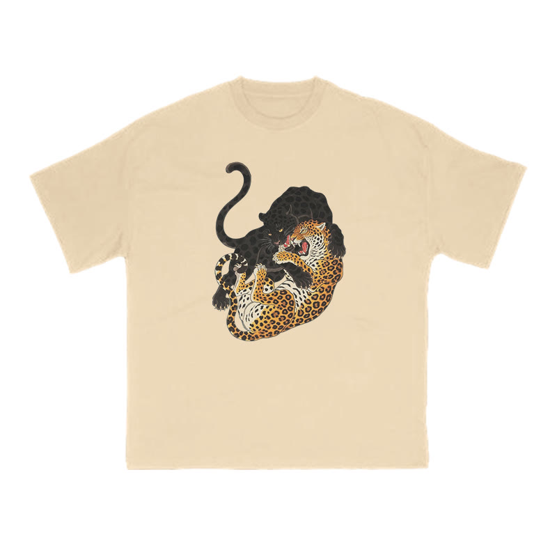 Panther Vs Leopard Print T-shirt - Apricot - US16-18(2XL) - image 6