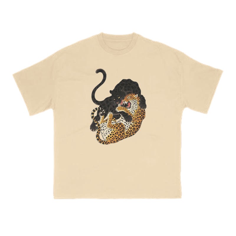 Panther Vs Leopard Print T-shirt - Apricot - US16-18(2XL) - image 6