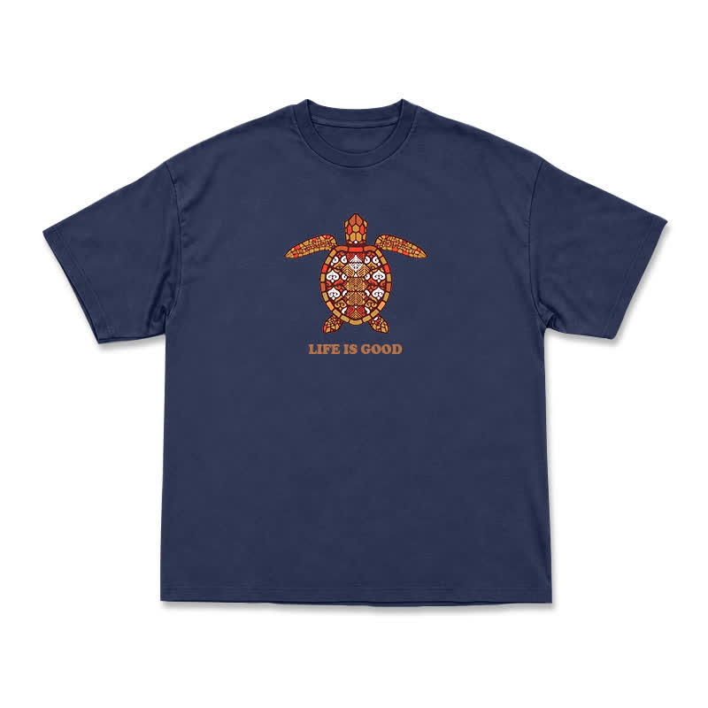Relaxed Fit Life Is Good Turtle Art Everyday Crew Neck T-Shirt - Navy Blue - US16-18(2XL) - image 9