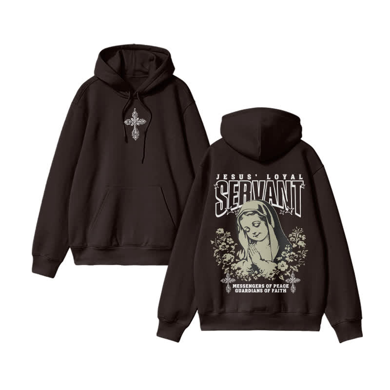 Unisex 100% Cotton Jesus Loyal Design Print Hoodie - Coffee - US16-18(2XL) - image 4