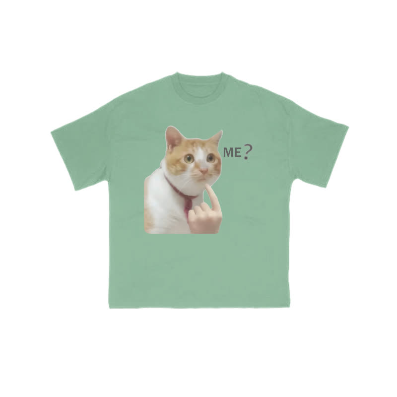 Unisex 100% Cotton Suspicious Cat Print T-shirt - Green - US16-18(2XL) - image 7