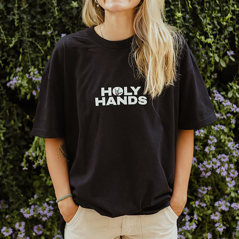 Unisex Holy Hands Print T-shirt - image 3