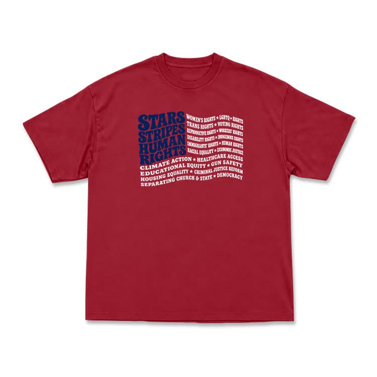 Statement Stars Stripes Human Rights Graphic T-Shirt - Red - US16-18(2XL) - image 13